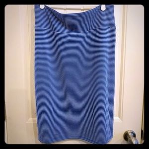 LuLaRoe Cassie Pencil Skirt XL Blue White Stripes